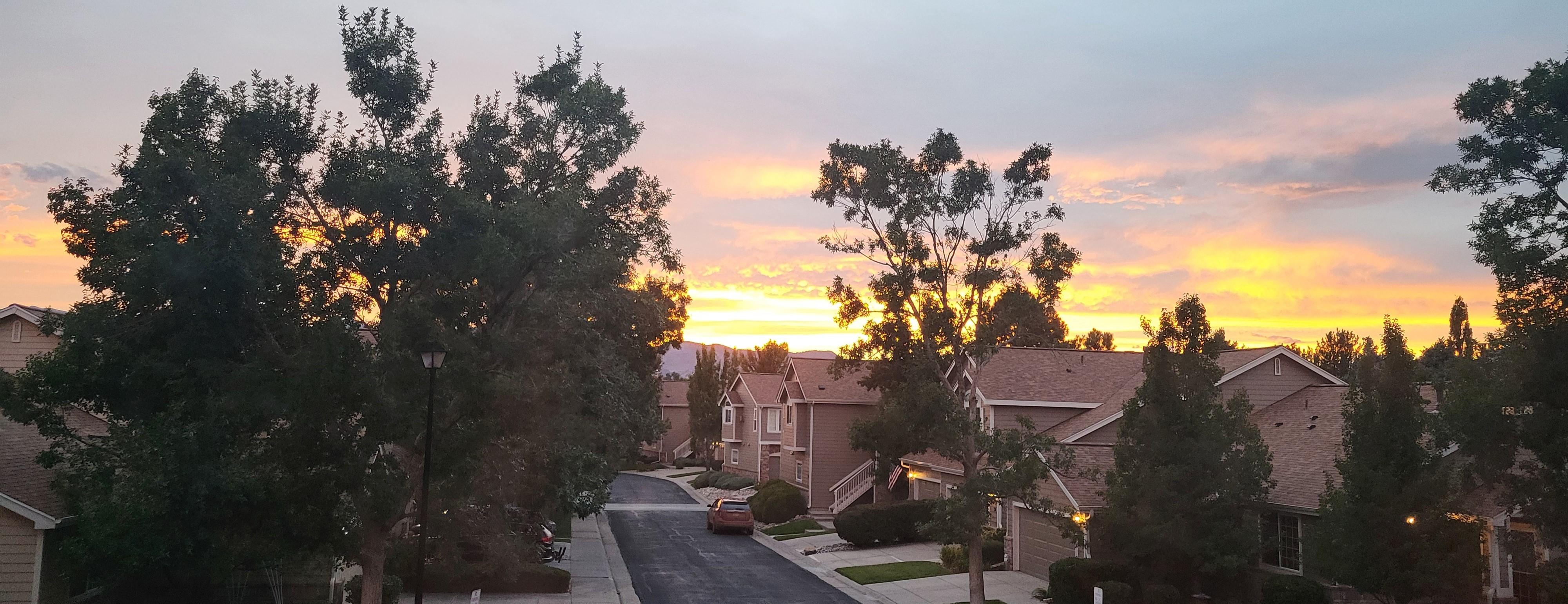 Colorado sunset over a subdivision